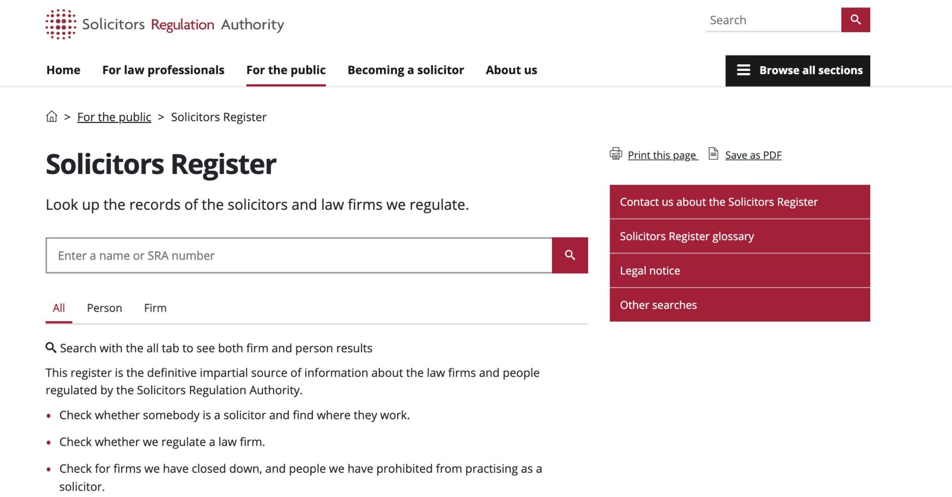 the solicitors register