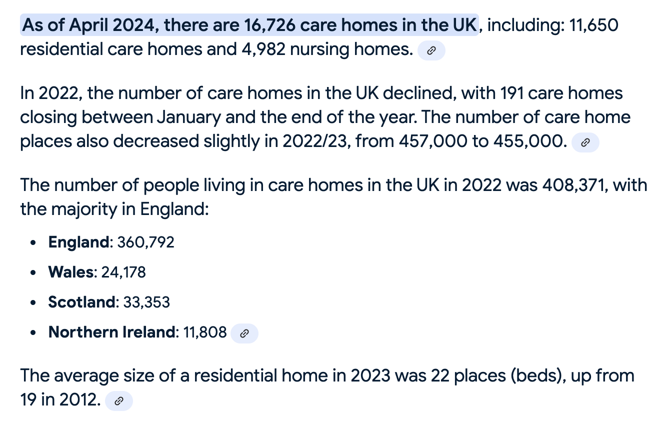 how many cares homes in the uk