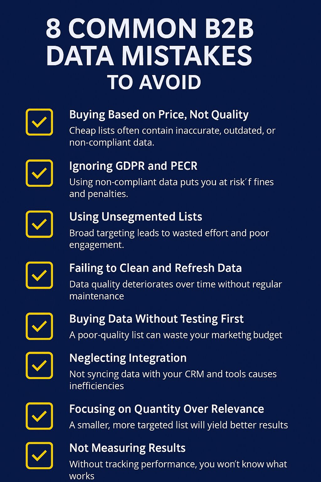 common b2b data list mistakes